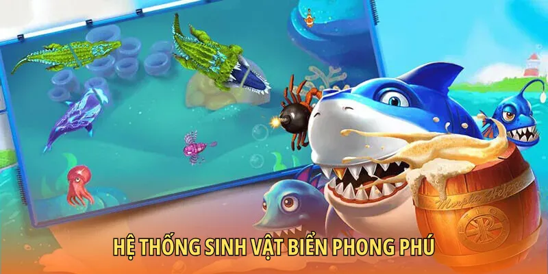 Nhiều sinh vật biển với mức điểm cụ thể